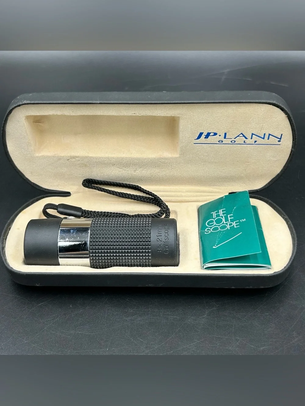 JP Lann Golf Scope 8x21 Monocular Range Finder w Case Manual Vintage Golf Gift